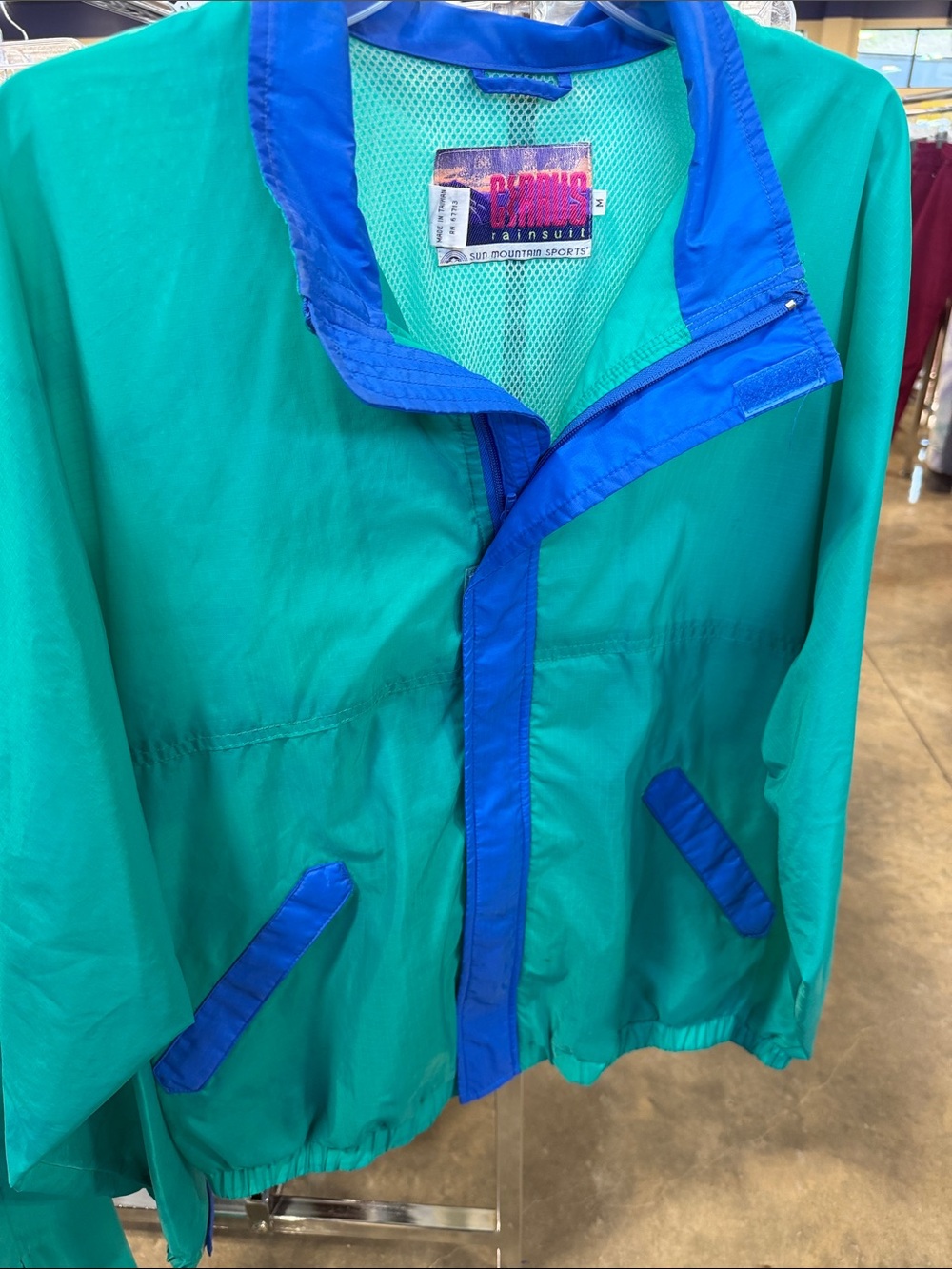 Vintage - Women's Teal and Royal Blue Windbreaker Jacket
